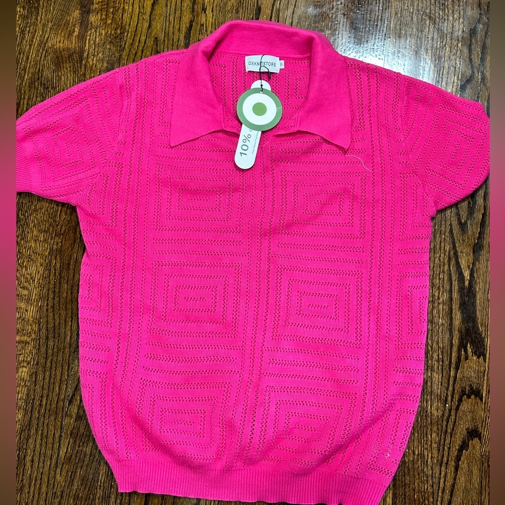 Oxknitstore XL Hot Pink Knitted Shirt
